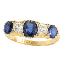 Edwardian sapphire and old mine cut diamond from 1906-Antique rings-The Antique Ring Shop