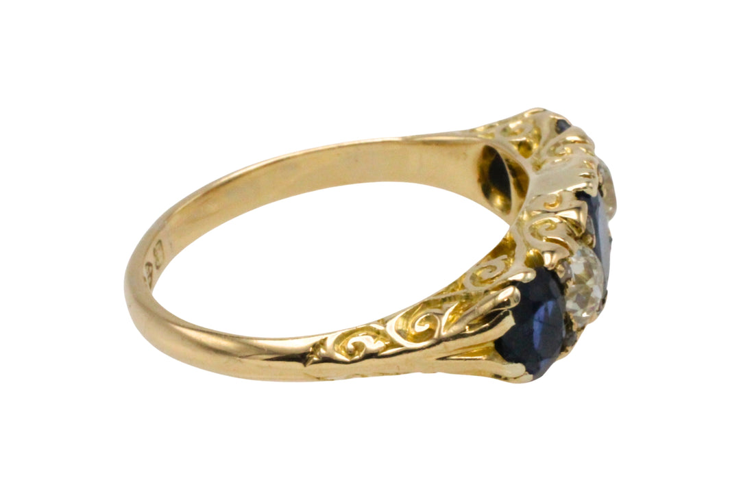 Edwardian sapphire and old mine cut diamond from 1906-Antique rings-The Antique Ring Shop
