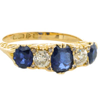 Edwardian sapphire and old mine cut diamond from 1906-Antique rings-The Antique Ring Shop