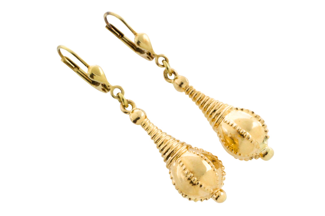 Vintage pendant earrings in 14 carat gold-The Antique Ring Shop