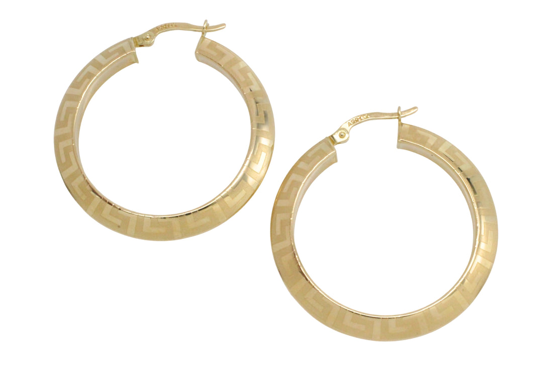 Hoop earrings with a meander-Earrings-The Antique Ring Shop