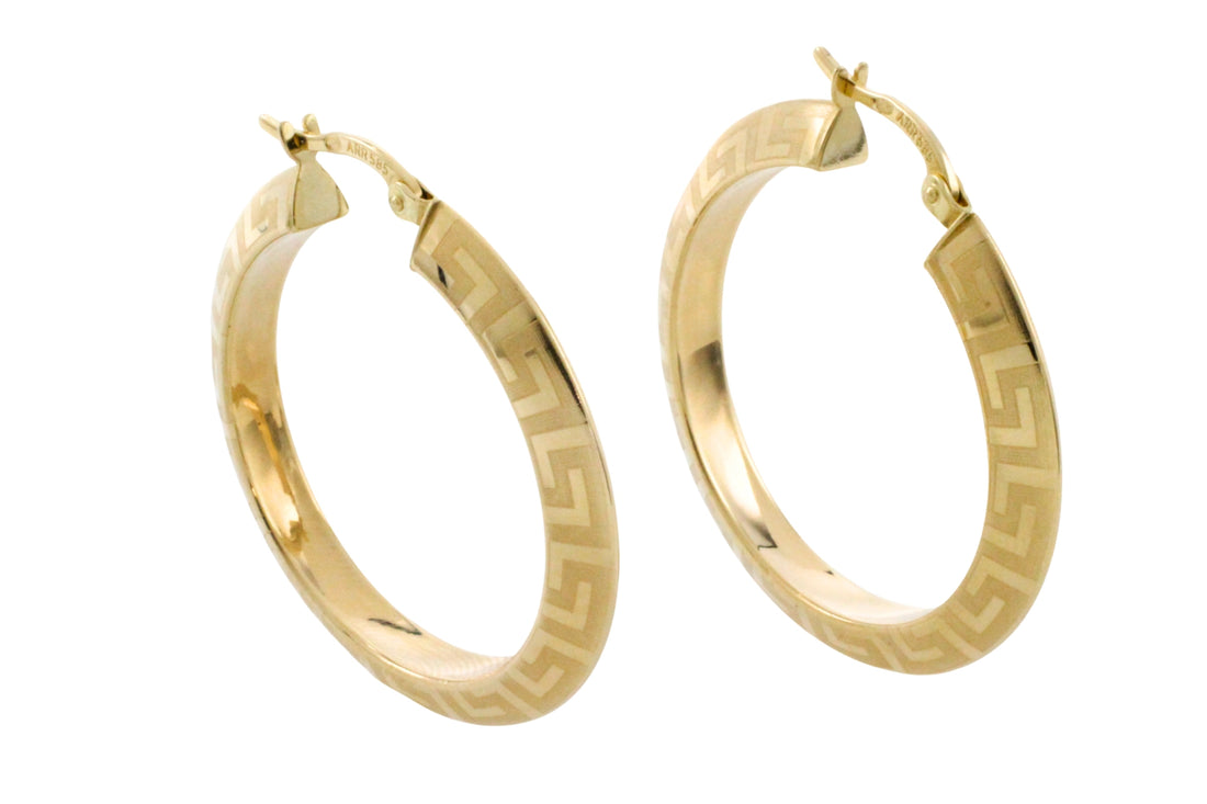 Hoop earrings with a meander-Earrings-The Antique Ring Shop