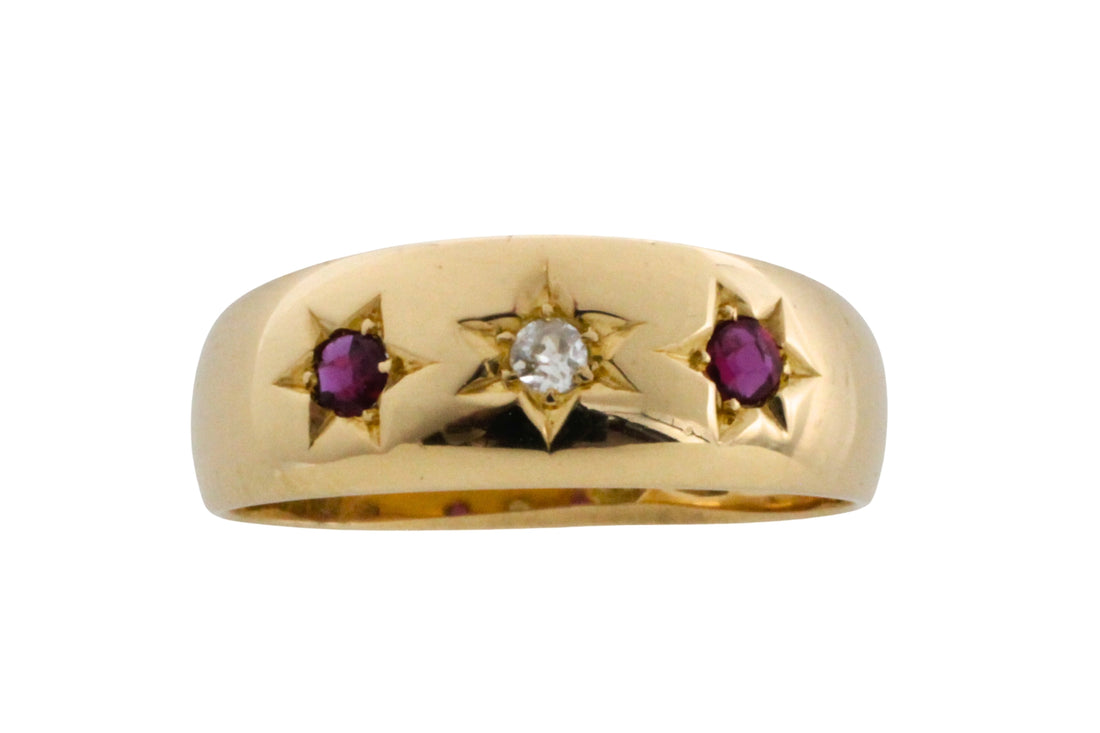 Ruby and diamond gypsy ring from 1895-Antique rings-The Antique Ring Shop