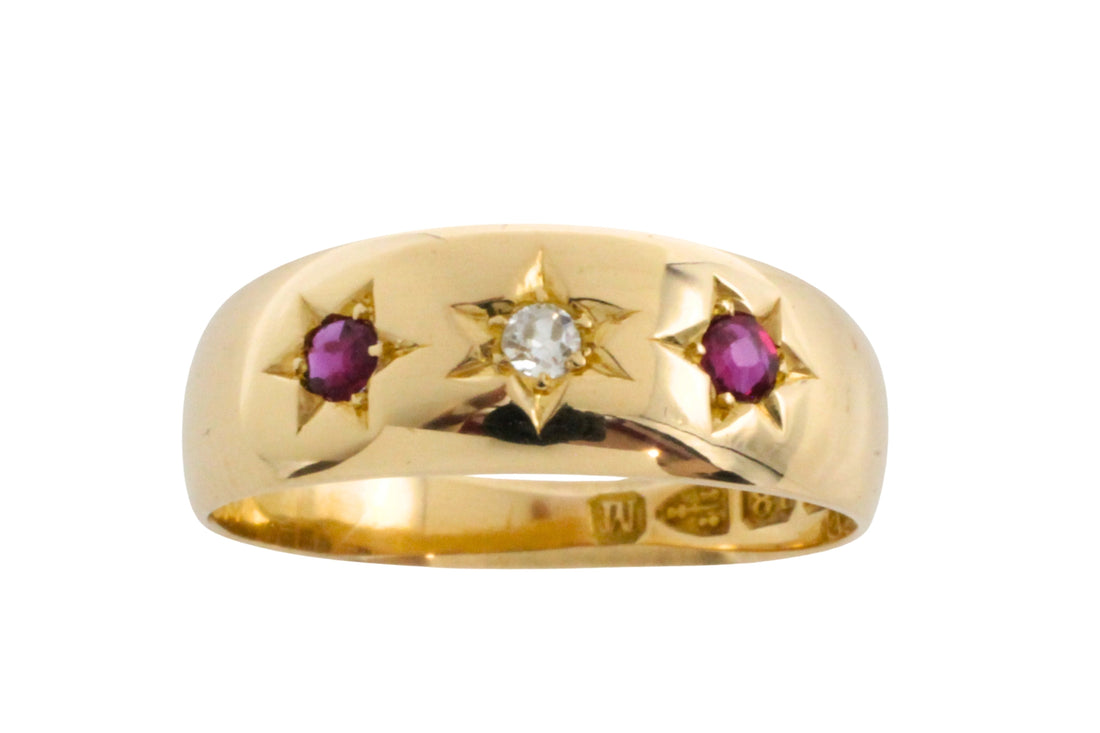 Ruby and diamond gypsy ring from 1895-Antique rings-The Antique Ring Shop