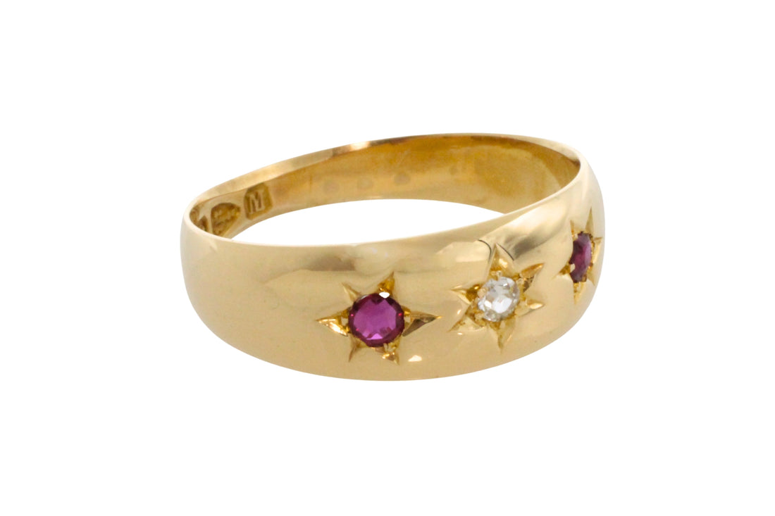 Ruby and diamond gypsy ring from 1895-Antique rings-The Antique Ring Shop