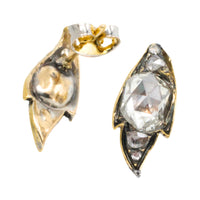 Rose diamond studs in silver and 14 carat gold-Earrings-The Antique Ring Shop
