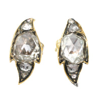 Rose diamond studs in silver and 14 carat gold-Earrings-The Antique Ring Shop