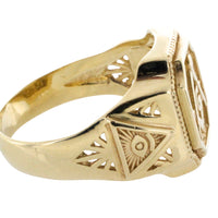 Vintage freemasons ring in 14 carat gold-gents rings-The Antique Ring Shop