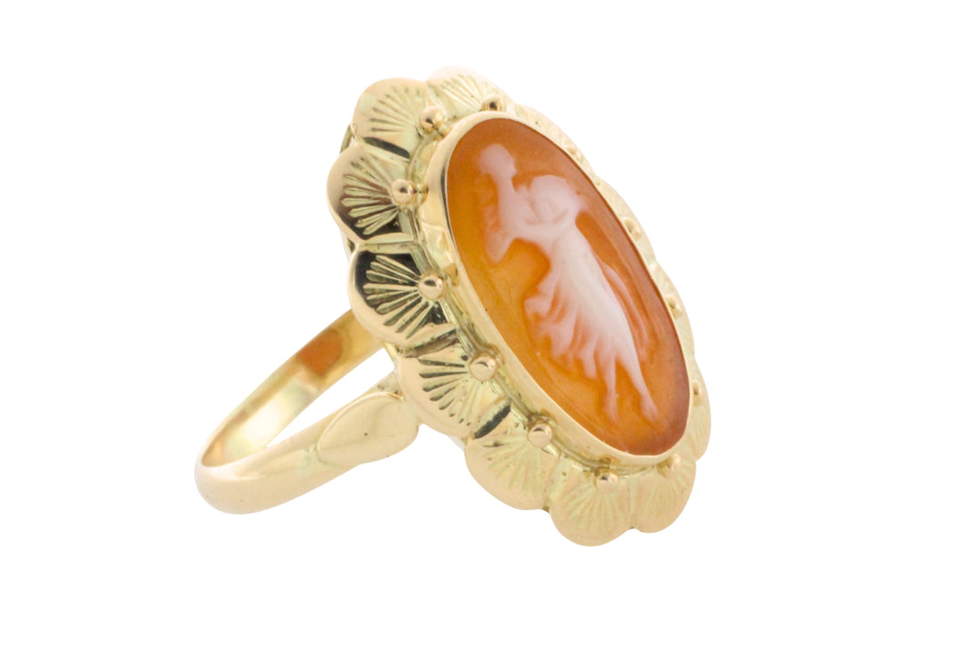 Vintage cameo ring in 14 carat gold-Vintage Rings-The Antique Ring Shop