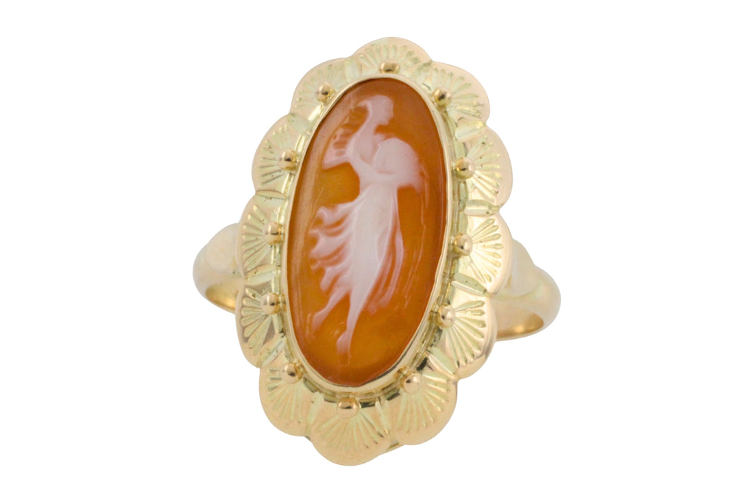 Vintage cameo ring in 14 carat gold-Vintage Rings-The Antique Ring Shop