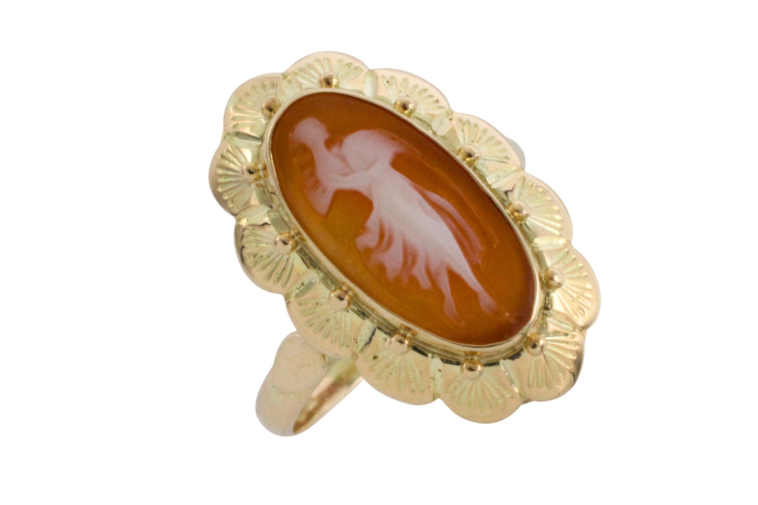 Vintage cameo ring in 14 carat gold-Vintage Rings-The Antique Ring Shop