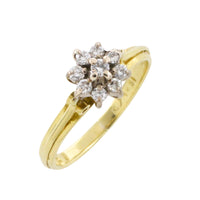 Diamond cluster ring in 18 carat gold-engagement rings-The Antique Ring Shop