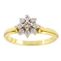 Diamond cluster ring in 18 carat gold-engagement rings-The Antique Ring Shop