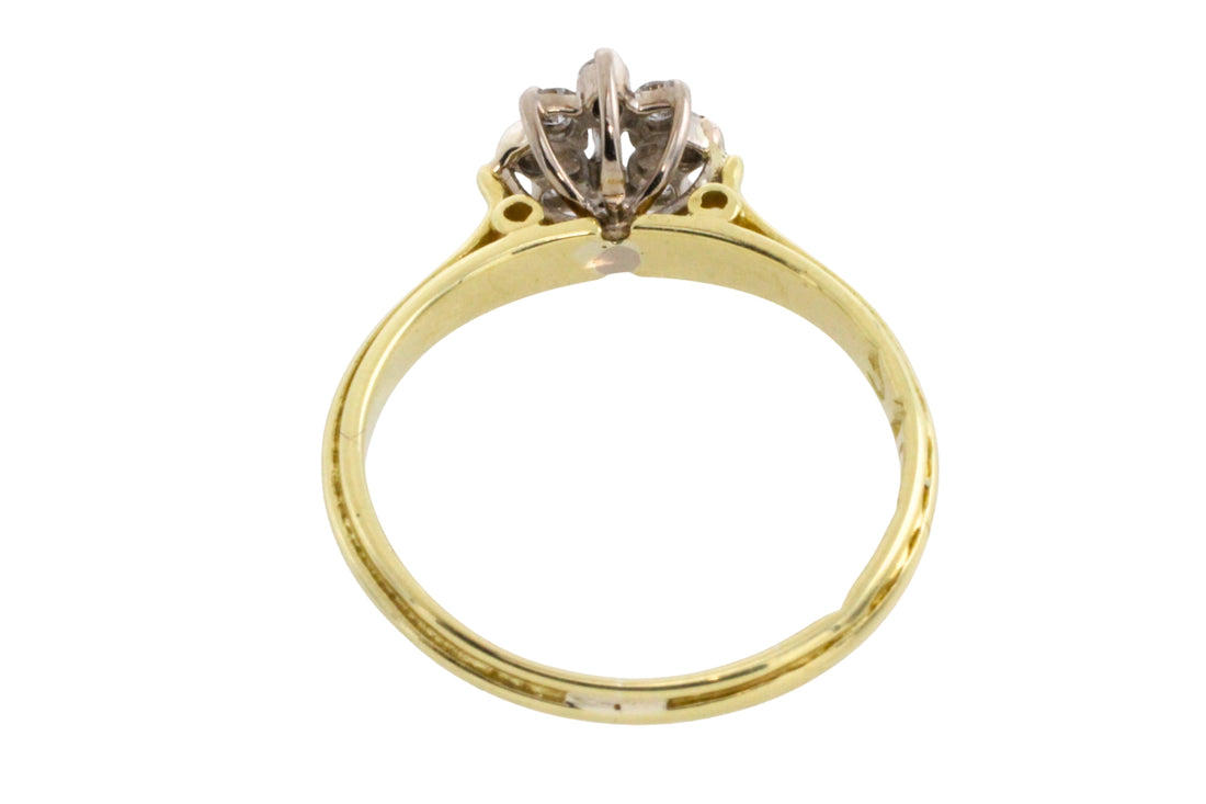 Diamond cluster ring in 18 carat gold-engagement rings-The Antique Ring Shop