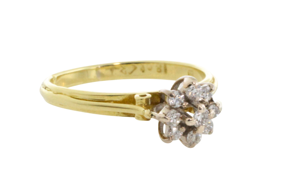 Diamond cluster ring in 18 carat gold-engagement rings-The Antique Ring Shop