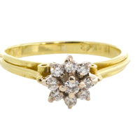Diamond cluster ring in 18 carat gold-engagement rings-The Antique Ring Shop