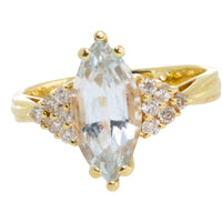 Aquamarine and diamond ring-Vintage Rings-The Antique Ring Shop