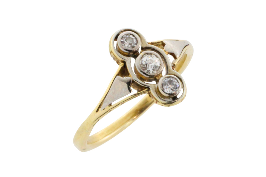 Antique diamond three stone ring in 14 carat gold-Antique rings-The Antique Ring Shop