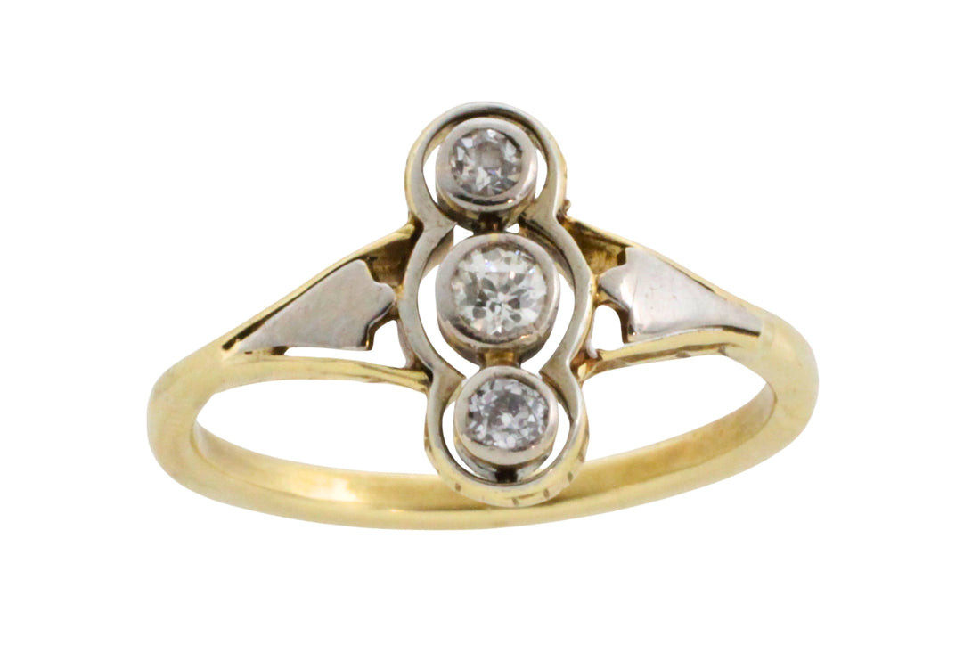 Antique diamond three stone ring in 14 carat gold-Antique rings-The Antique Ring Shop