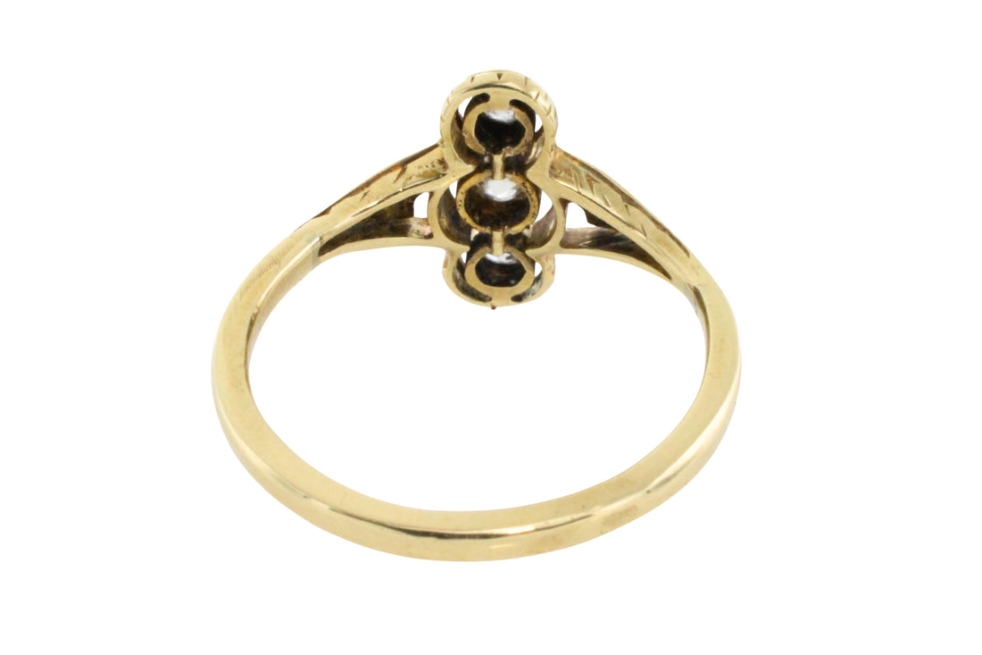 Antique diamond three stone ring in 14 carat gold-Antique rings-The Antique Ring Shop