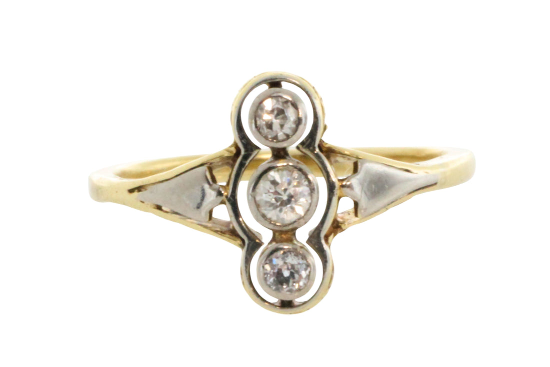 Antique diamond three stone ring in 14 carat gold-Antique rings-The Antique Ring Shop