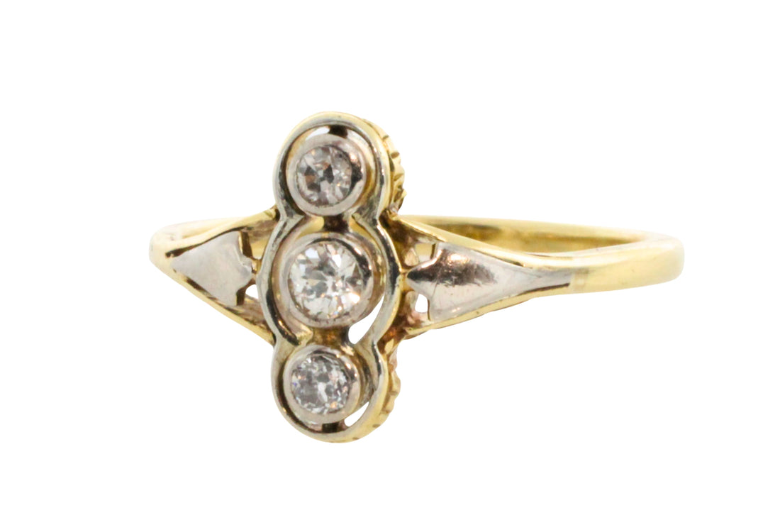 Antique diamond three stone ring in 14 carat gold-Antique rings-The Antique Ring Shop