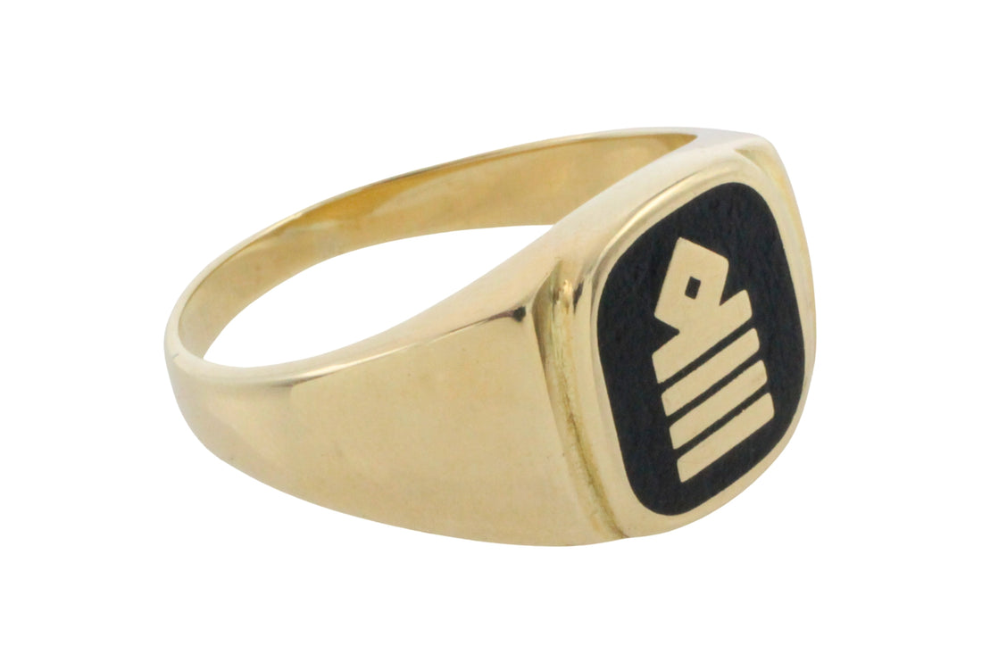 Captains signet ring in 14 carat gold-gents rings-The Antique Ring Shop