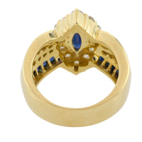 Marquise sapphire and diamond ring in 18 carat gold-Vintage Rings-The Antique Ring Shop