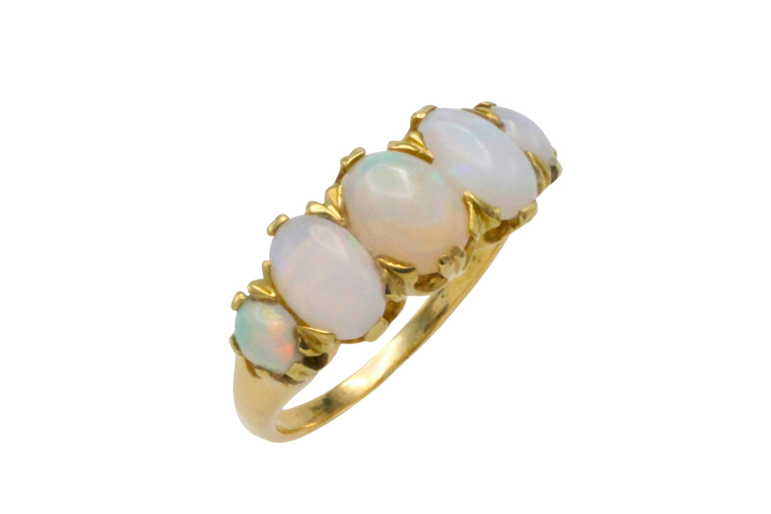 Edwardian five stone opal ring-The Antique Ring Shop