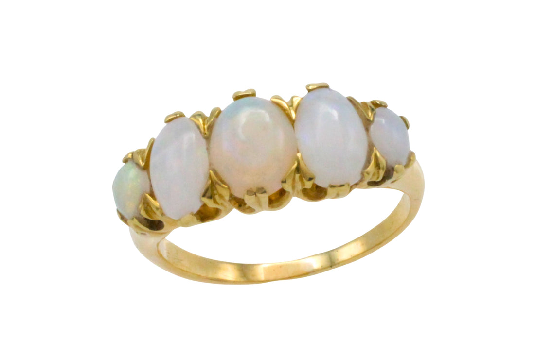 Edwardian five stone opal ring-The Antique Ring Shop