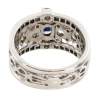 14 carat white gold sapphire and diamond ring-Vintage Rings-The Antique Ring Shop
