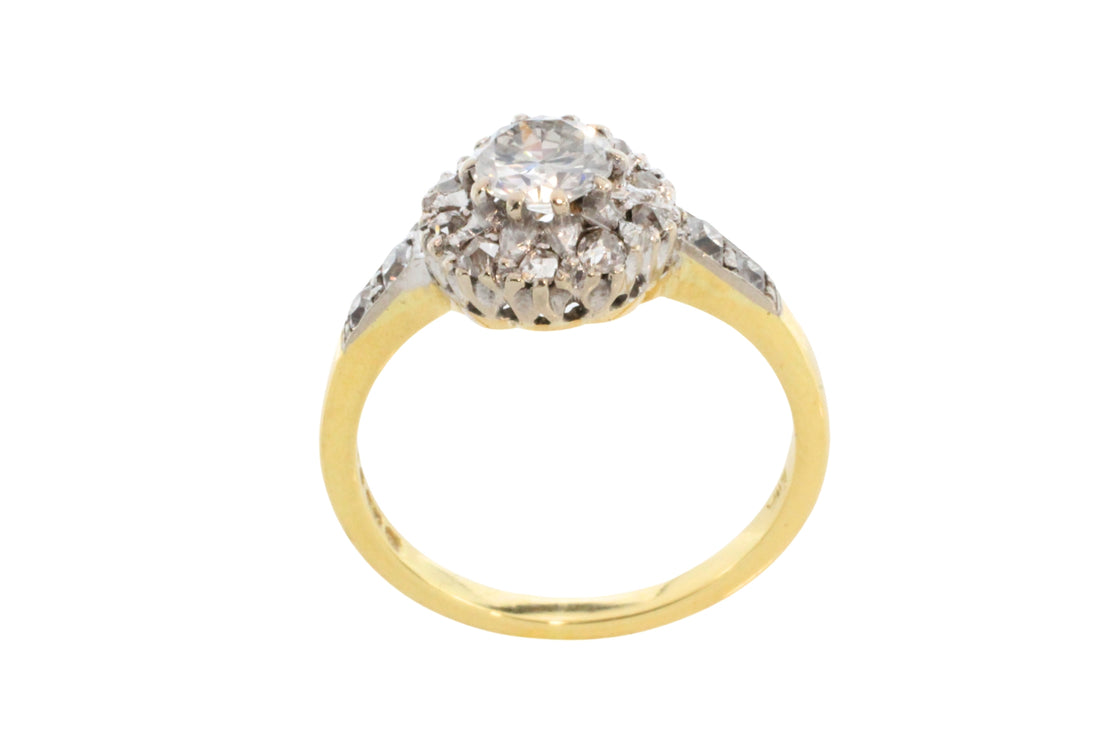 Vintage diamond cluster ring in 18 carat gold-engagement rings-The Antique Ring Shop