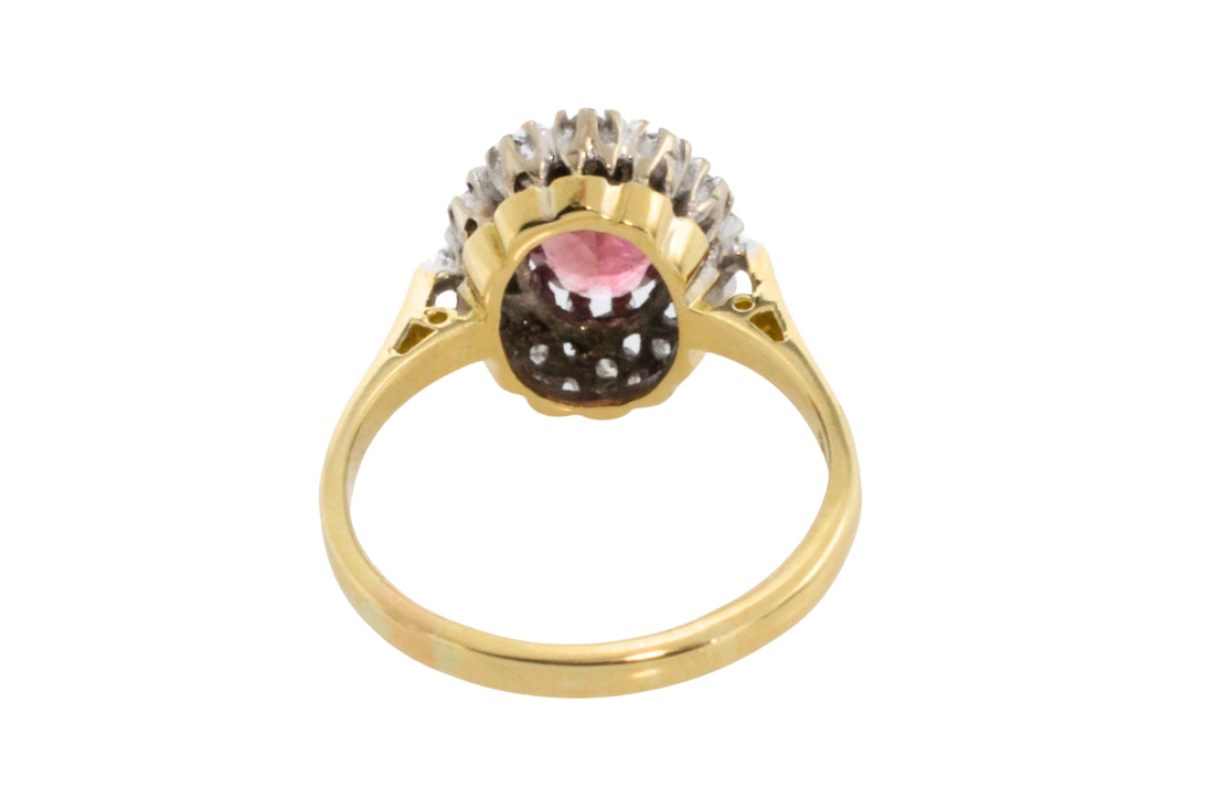 Vintage pink tourmaline and diamond ring-engagement rings-The Antique Ring Shop