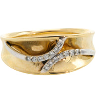 14 carat yellow and white gold ring with diamonds