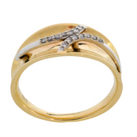 14 carat yellow and white gold ring with diamonds