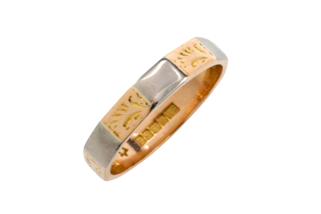 Vintage yellow and white gold wedding band