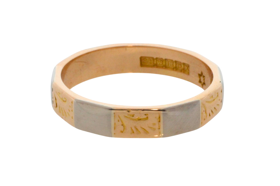 Vintage yellow and white gold wedding band