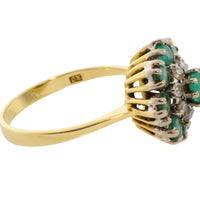 Vintage emerald and diamond cluster ring-Vintage Rings-The Antique Ring Shop
