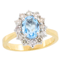 Aquamarine and diamond ring in 18 carat gold