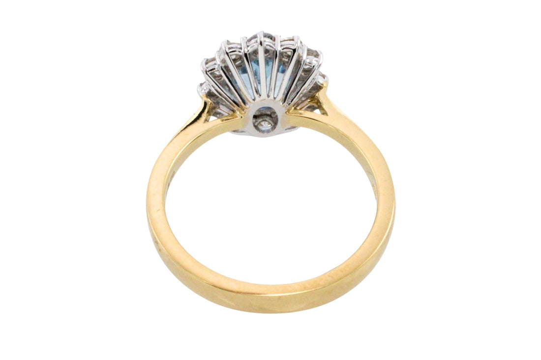 Aquamarine and diamond ring in 18 carat gold