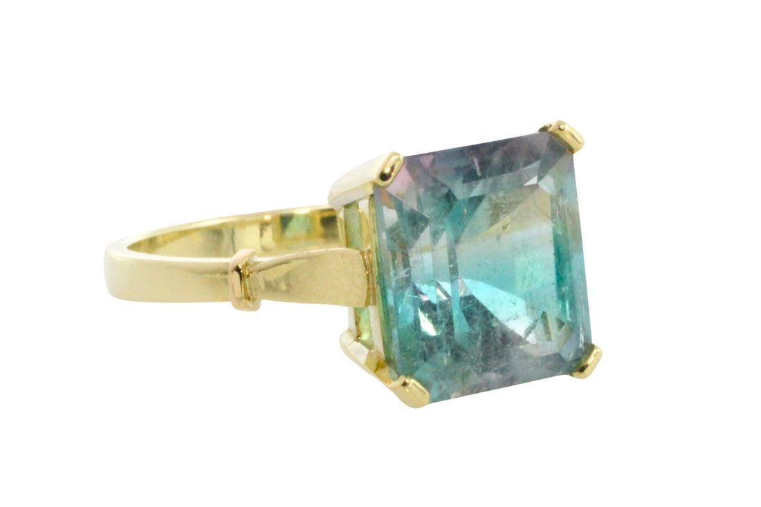 Tricolor tourmaline ring in 14 carat gold-Rings-The Antique Ring Shop