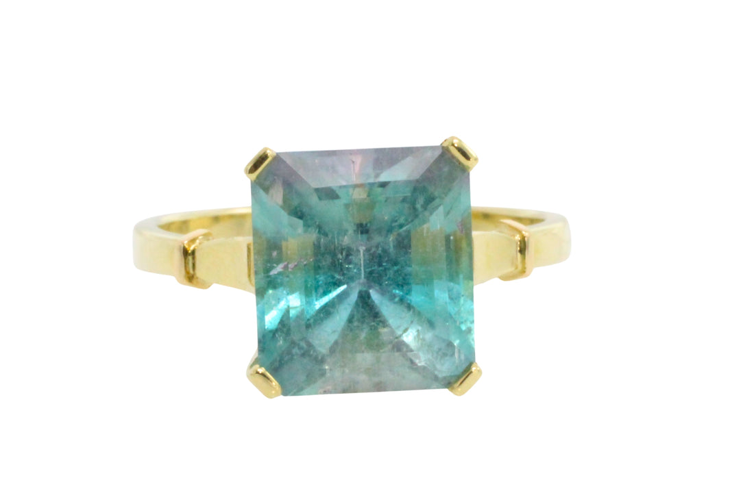 Tricolor tourmaline ring in 14 carat gold-Rings-The Antique Ring Shop