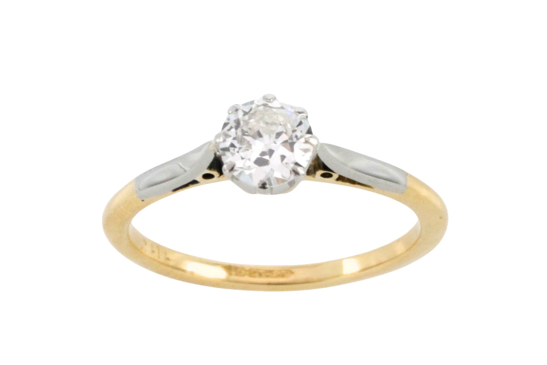 Diamond solitaire rig in plainum and gold-engagement rings-The Antique Ring Shop
