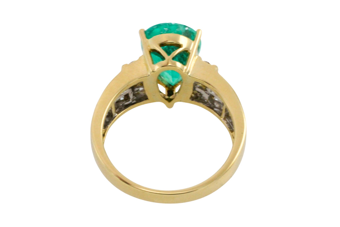 Colombian emerald and diamond ring in 18 carat gold-engagement rings-The Antique Ring Shop