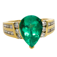 Colombian emerald and diamond ring in 18 carat gold-engagement rings-The Antique Ring Shop