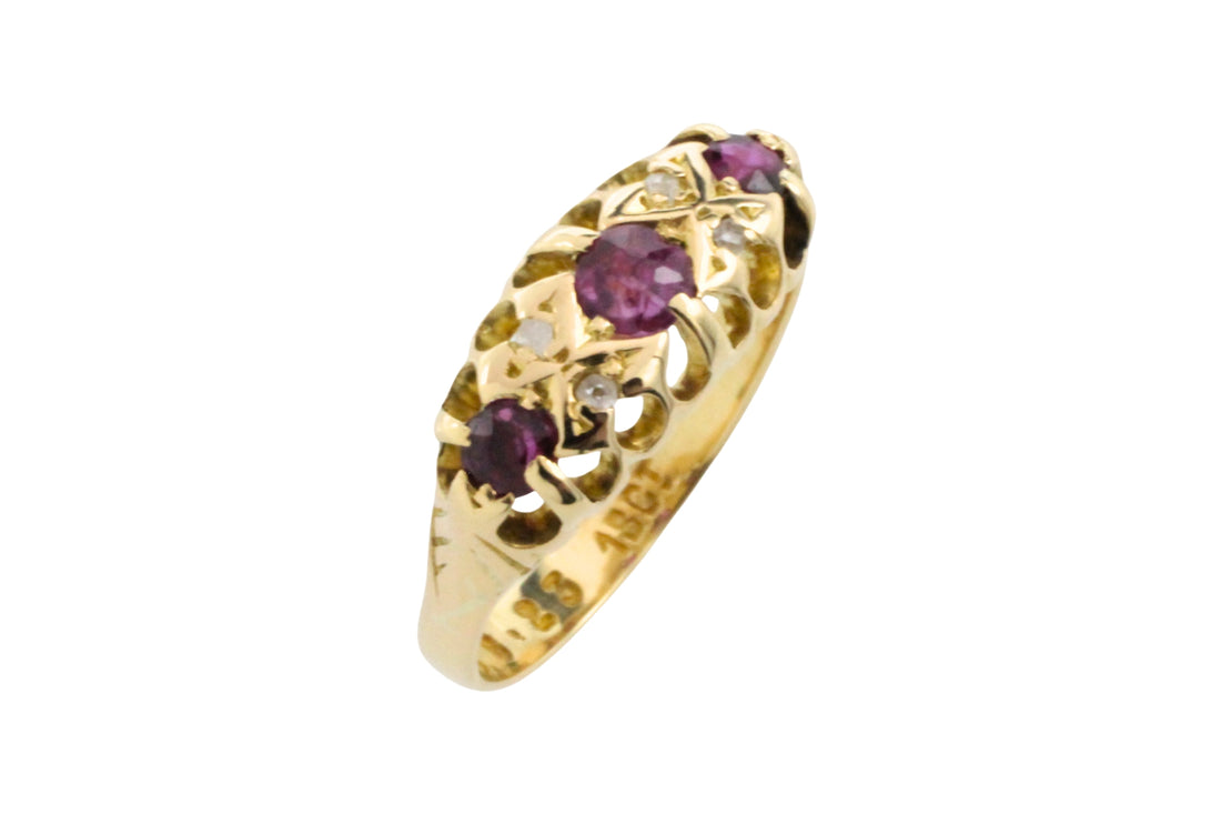 Edwardian ruby and rose diamond ring-Antique rings-The Antique Ring Shop