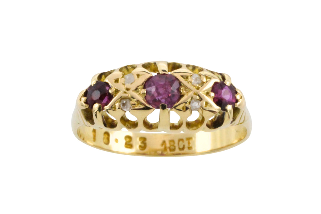 Edwardian ruby and rose diamond ring-Antique rings-The Antique Ring Shop