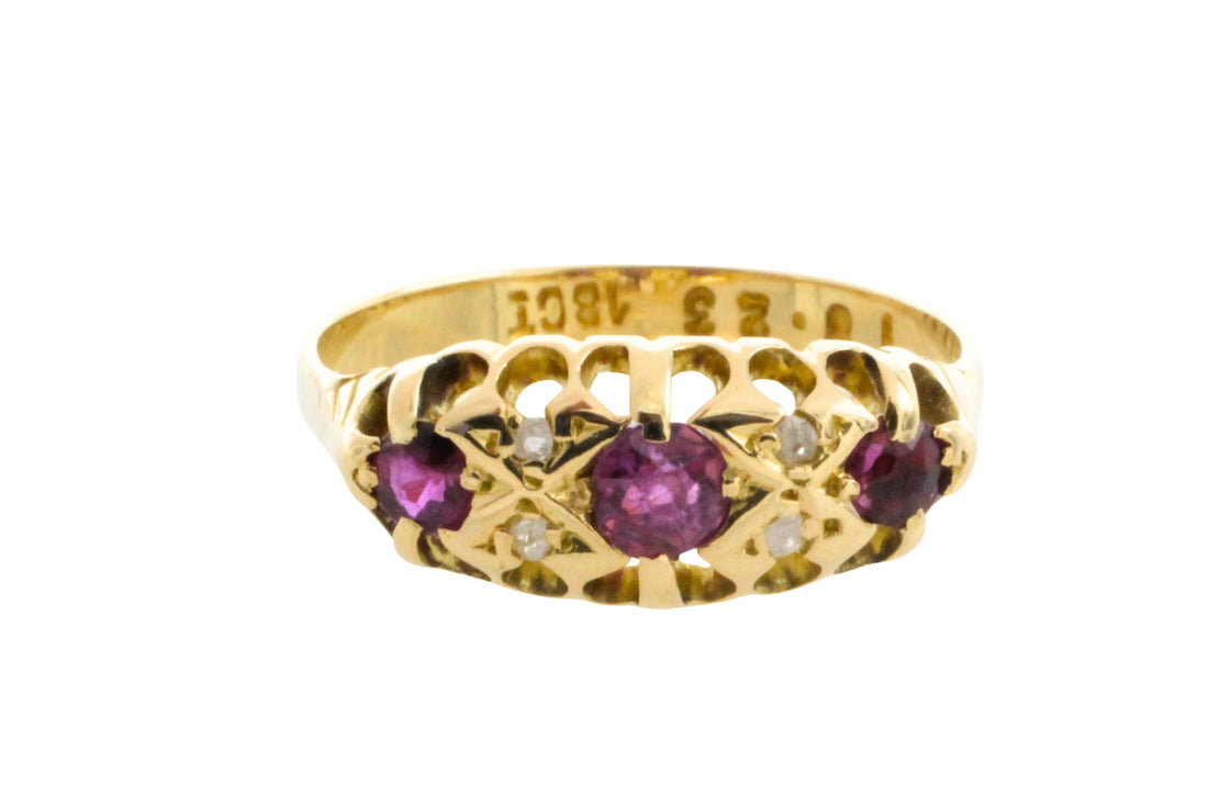 Edwardian ruby and rose diamond ring-Antique rings-The Antique Ring Shop