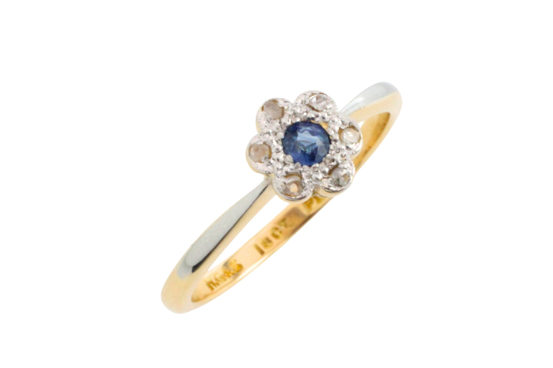 Edwardian rose diamond and sapphire cluster ring-Antique rings-The Antique Ring Shop