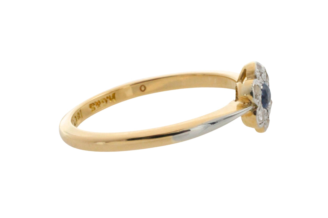 Edwardian rose diamond and sapphire cluster ring-Antique rings-The Antique Ring Shop